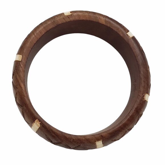 Wood Bone Inlay Boho Wide Cuff Bracelet - Picture 6 of 9